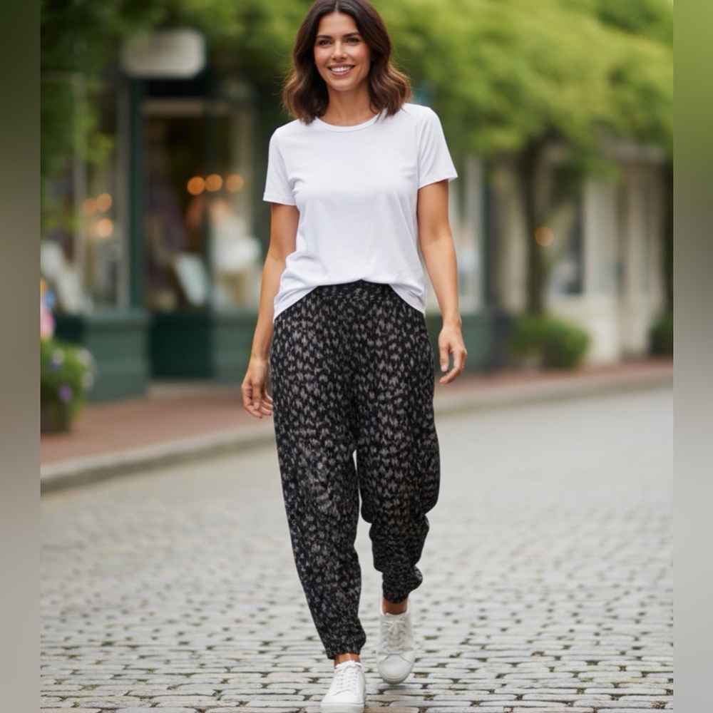 Silence+Noise Black/Nude Print Ankle Harem Pants Cuffed Size 4
